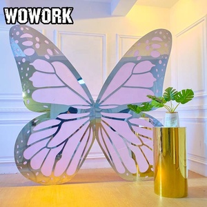 2025 Wowork Lớn Khổng Lồ Vàng Bạc Acrylic Bướm Hình Dạng Backdrop Hiển Thị Backdrop Đứng Cho Đám Cưới Tổ Chức Sự Kiện Bên Trang Trí - Product Image 2