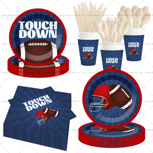 DAMAI Football Party Supplies Kit Paper Napkins Plates Cups Touchdown Theme <b>Game</b> Day Tailgate Decoration - Product Image 1