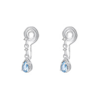 Boucles d'oreilles pendantes en argent sterling 925, forme goutte d'eau, zircon cubique bleu, crochet en spirale, bijoux fins, cadeau pour femmes et filles