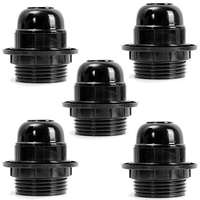Portalámparas E26 E27 de Plástico Negro, Base de Rosca Autoblocante de Baquelita Negra, Portalámparas E27