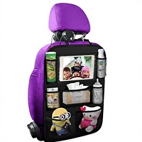 Organisateur de siège arrière de voiture, tapis de rangement, sac de rangement à 8 compartiments, tissu Oxford, support pour tablette à écran tactile pour enfants et tout-petits, voyage