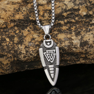 Yunnique-collar de acero inoxidable para hombre, colgante de flecha, logotipo triangular vikingo, joyería de moda, regalo - Product Image 3