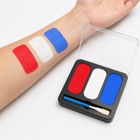 Kit de peinture pour le visage 3 couleurs rouge blanc bleu, peinture corporelle à base d'eau avec pinceau pour fête du drapeau national, Halloween, maquillage cosplay