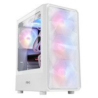 ABKO G40 WH ATX Mid Tower Gaming Case Steel 4x140mm RGB Fan Front Mesh Tempered Glass Top 360mm Radiator Support USB 3.0 Private