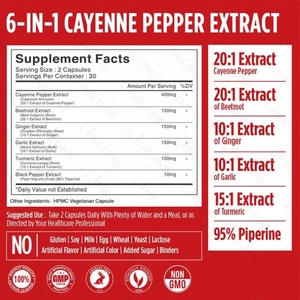 Private Label Cayenne Pepper Capsules Cayenne Pepper Extract Capsules Supports Circulation Heart Health - Product Image 2