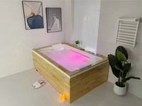 Icegalax Baignoire Jakuzzi en acrylique pour 2 personnes Baignoire balnéo d'intérieur avec 2 oreillers et jet d'air