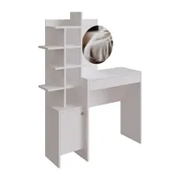 Bureau de maquillage de chambre à coucher fini blanc avec grand tiroir coulissant et coiffeuse à miroir