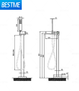 Смеситель для ванной латунный с контролем температуры - Product Image 2