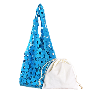 Bolso de hombro y axila coreano de gran capacidad para mujer, de poliéster, con diseño floral hueco, bordado, informal, para la universidad - Product Image 1