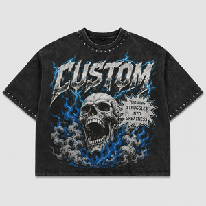 Rhinestone <b>Skull</b> T-<b>shirt</b> Heavy Cotton Studded Boxy Fit Black Streetwear Tee Custom Graphic Short Sleeve Fashion <b>Men</b> T <b>Shirt</b> - Product Image 1