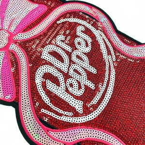 Bán buôn lớn hơn <span class=keywords><strong>sequin</strong></span> các bản vá lỗi sắt trên cung DR pepperinspired Hồng Bow vá cho thể thao hoạt động t Áo sơ mi hoodie Đảng - Product Image 3