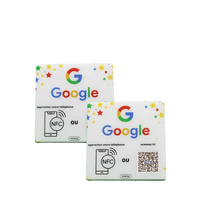 Plaque de visiteur Google NFC en PVC/acrylique avec interface RFID et code QR pour restaurant, autocollant adhésif arrière programmable