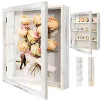 Boîte de présentation grand format 11x14 pour fleurs, photos, bagues de championnat et plus, avec 4 étagères amovibles, cadres en bois