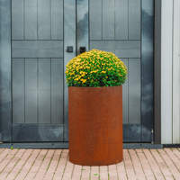 Pots de jardin en acier corten, jardinières grandes, rondes ou rectangulaires, pour l'extérieur, bacs à fleurs, pots à plantes