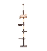 Tour verticale pour chat du sol au plafond avec plusieurs plateformes de repos, hamac suspendu et poteau à gratter en sisal pour petits appartements