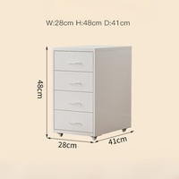 Armoire de rangement en métal blanche à 4 tiroirs, organiseur étroit pour chevet, unité de rangement de bureau, armoire à dossiers sous table pour la maison