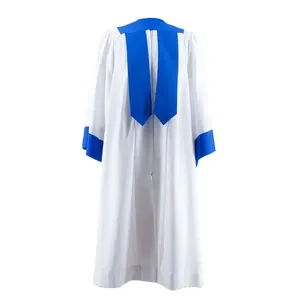 Benutzer definierte blau geriffelte Chorister Open Sleeve Chor Roben mit Stickerei Logo