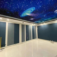 Venta al por mayor decoración interior moderna falsa 3D techo diseños panel acústico estrella de fibra óptica