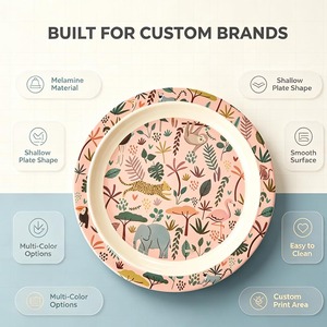Dinosaur Pattern Round Melamine <b>Plate</b> 8 Inch Kids Dinner Eco-Friendly <b>Disposable</b> - Product Image 1