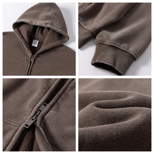 Sudadera con Capucha Personalizada TKAN455, 100% Algodón, 460 g/m², Estilo Urbano, con Cierre, para Hombre, Estilo Vintage, Lavado Ácido, Decolorado al Sol, Desgastado - Product Image 2