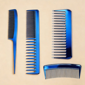 Juego de peines de carbono plateados electrochapados con logotipo personalizado, peines de cola de rata, peines de púas anchas para <span class=keywords><strong>peluquería</strong></span> - Product Image 4