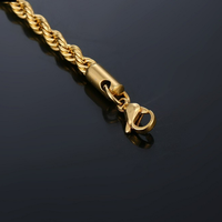 3mm breite Edelstahl Gold Seil Kette Halskette Twisted Design für Engagement mit Punk-Stil