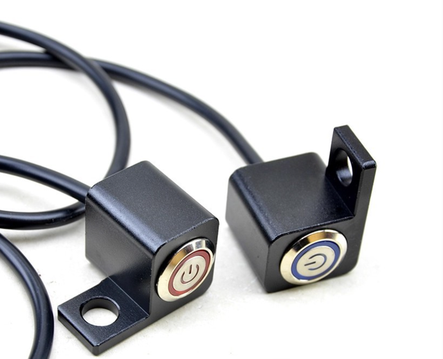 12V Motorcycle Switch 10MM Mirror Mount Motorbike Headlight Hazard Brake Fog Lights Manual-return Switch Waterproof CNC Aluminum