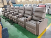 Canapé inclinable de cinéma maison 4 places en cuir véritable rouge, fabriqué à Foshan, pour cinéma 3D à domicile