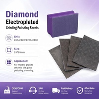 5 PIÈCES # Feuilles de ponçage et de polissage électroplaquées diamantées 60/120/200/400 avec bloc abrasif manuel en nylon pour marbre, pierre et verre