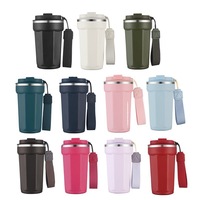 Mug de voyage isotherme en acier inoxydable à double paroi au design moderne avec couvercle rabattable anti-fuite