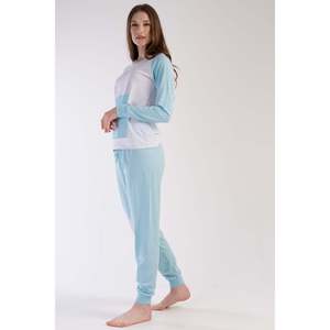 KADIN P.SUPREM O YAKA REGLAN UZUN KOL MANSETLI PIJAMA TAKIM - สีเทาผสมสี - สีเทาผสมสี - Product Image 3