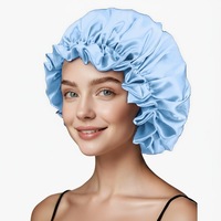 Bonnet de nuit réversible en satin SOLPOP à double couche avec bordure à volants fleuris, grand bonnet de princesse pour femmes aux cheveux longs et bouclés