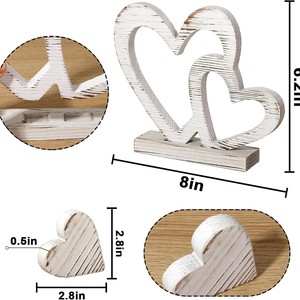 เครื่องประดับตั้งโต๊ะรูปหัวใจแบบ MDF สไตล์ Shabby Chic สำหรับตกแต่งบ้านในวันวาเลนไทน์ ตกแต่งห้องนั่งเล่น - Product Image 2