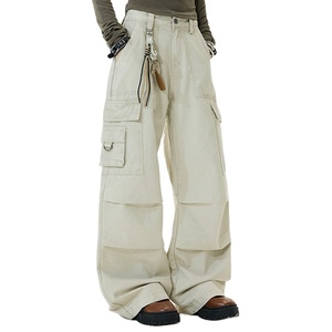 Pantaloni <span class=keywords><strong>Cargo</strong></span> Vintage Lavati <span class=keywords><strong>Beige</strong></span> di Alta Qualità Personalizzati per <span class=keywords><strong>Donna</strong></span>, Stile Casual Estivo e Streetwear - Product Image 3