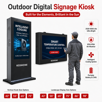 Kiosque d'affichage numérique extérieur avec système de refroidissement intelligent, ventilateur de refroidissement, climatisation en option pour écran publicitaire de 65 pouces