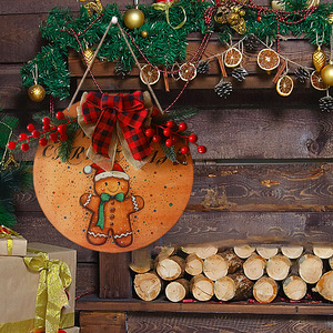 En stock: Decoraciones para coronas navideñas, letreros de bienvenida de madera, colgantes para puerta de Papá Noel, artículos para fiestas navideñas. - Product Image 4
