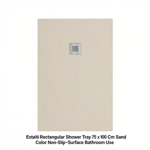 Plato de Ducha Rectangular Estasi 75 x 100 cm Color Arena Superficie Antideslizante para Baño - Product Image 3