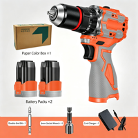 Perceuse-visseuse sans fil 16,8 V sans balais, kit perceuse à percussion 60 N.m avec chargeur de batterie, mandrin auto-serrant 2000 tr/min, deux batteries