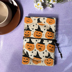 A6 Cahier Vintage Fait Main Fermeture à Cravate Durable 160 Pages Cadeau Robuste pour Franchise Réunion RecordsPumpkins <span class=keywords><strong>Sorcière</strong></span> Chapeaux s - Product Image 3