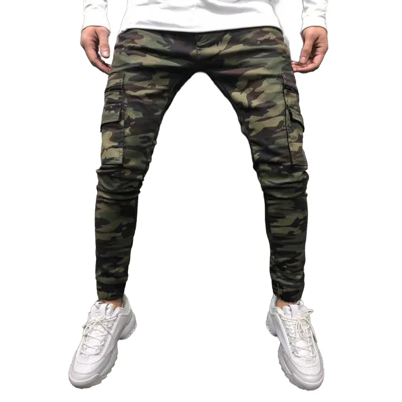 individuelles logo druck camouflage jeans herren jeans für herren größe slim gutaussehend eng anliegende design jeans hosen für herren