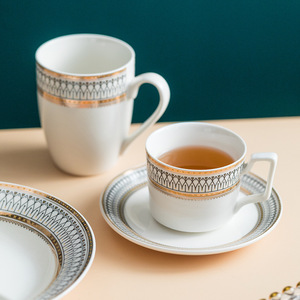 Bộ đồ ăn sứ cao cấp khách sạn hoàng gia độc quyền bán buôn 5 món gồm đĩa, bát và tách cà phê, chất liệu PC an toàn cho đám cưới - Product Image 6