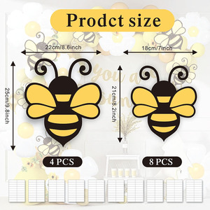 Décoration murale 3D en forme de squelette d'abeille géante avec support, accessoire photo, thème printemps, pour fête d'anniversaire d'enfant - Product Image 2