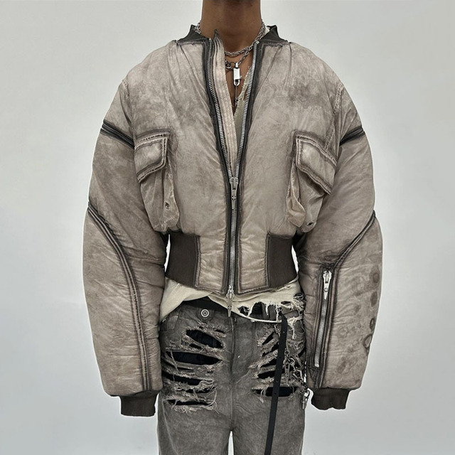 Custom Vintage Padded Brown Pilot Soft Shell  Puff Jacket for Men
