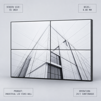 Mur vidéo LCD industriel 55 pouces avec cadre de 0,88 mm, affichage en raccordement à fonctionnement continu 24/7 pour centre de commande