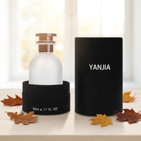 Flacon de parfum de luxe rond givré avec bouchon à sertir, 30 ml, 50 ml, 100 ml, flacon de parfum vide avec boîte et emballage en sac