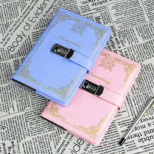 A5 Custom Logo Brown Retro Leather Journal Planner Budget Binder <b>Diary</b> Notebook With Coded <b>Lock</b> Rings - Product Image 4