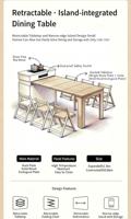Table de salle à manger îlot moderne extensible et rétractable, finition crème, avec miroir, en bois massif et pierre frittée, multifonctionnelle avec rangement, pour 6 personnes, petite taille