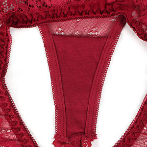 Ropa interior sexy de <span class=keywords><strong>encaje</strong></span> para mujer, Tanga suave de talla grande, bragas con espalda en T, calzoncillos transpirables ahuecados, nuevo diseño - Product Image 6