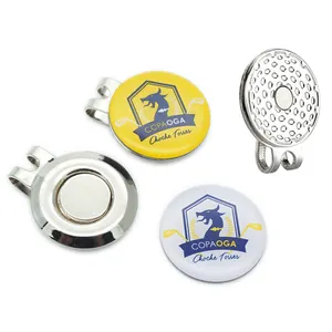 Professionele Custom Logo Metalen Legering Golfbal Marker Reversspelden Email Verstelbare Magnetische Hoed Clip Golf Voor Accessoires