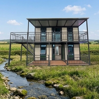 Maison préfabriquée modulaire de luxe à double aile extensible et pliable, pour usage résidentiel, bureau, Airbnb, location ou habitation portable dans la cour.